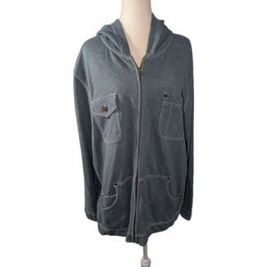 Ralph Lauren Jacket Women's 2X Full Zip Light Blue Hooded Old Money Green Label